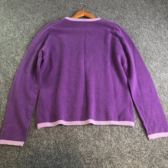 Magaschoni Sweater Womens L Purple 100% Cashmere Knit Crew Long Sleeve Pullover - Picture 7 of 8